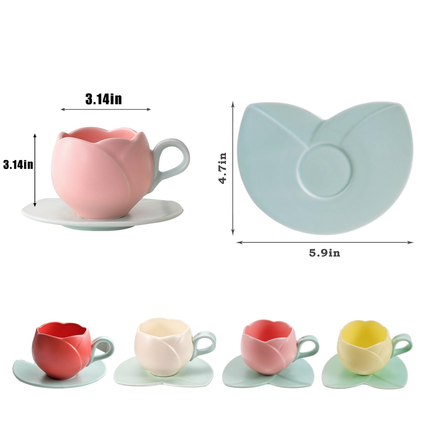 PRODUCTO 519 Yasumint Taza De Tulipan, Linda Taza De Tulipans Rosa/Amarilla/Beige/Roja, Hermosa Taza En Forma De Tulipan, Cute Tulip Coffee Mug (Pink)