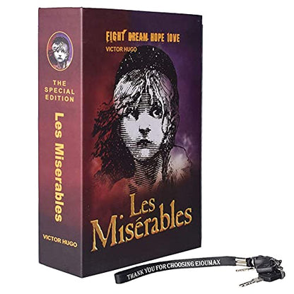 EIOUMAX Caja Fuerte para Libros Diversion Secret Libro Real Caja Fuerte Oculta con Cerradura de Llave Bloqueo de Libros de Papel Real-Los Miserables