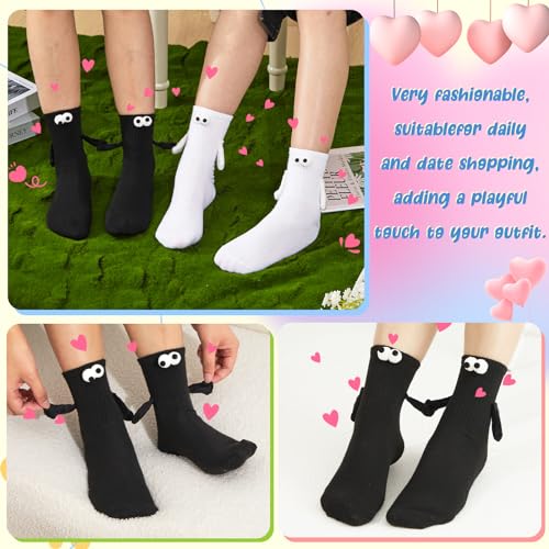 Suhine 8 Pares Calcetines de Mano para Parejas Calcetines magnéticos para Manos Calcetines para muñecas 3D con Ojos Regalos para Manos magnéticas (Estilo clásico)