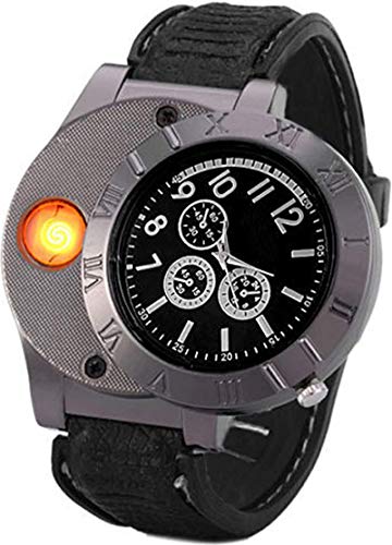 PRODUCTO 160 Findtime Hombres USB Recargable Cigarrillo Encendedor Reloj Novedad Encendedores Frescos A Prueba de Viento Sin Llama Relojes de Pulsera de Diseñador Únicos