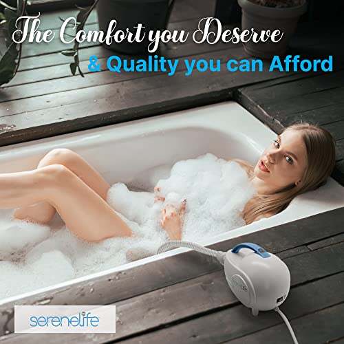 SereneLife Estera de masaje de burbujas para bañera eléctrica – Spa de masaje de bañera impermeable, máquina de masaje térmico de baño de burbujas de cuerpo completo con calor con bomba de aire motorizada y clip de aroma para aceite