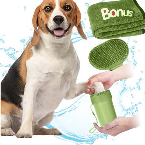 PRODUCTO 84 Juego de limpiador de patas de perro, 3 en 1, taza de silicona para limpiar patas de perro, incluye toalla y cepillo de baño para una limpieza completa de perros pequeños y medianos, regalos premium para dueños de perros