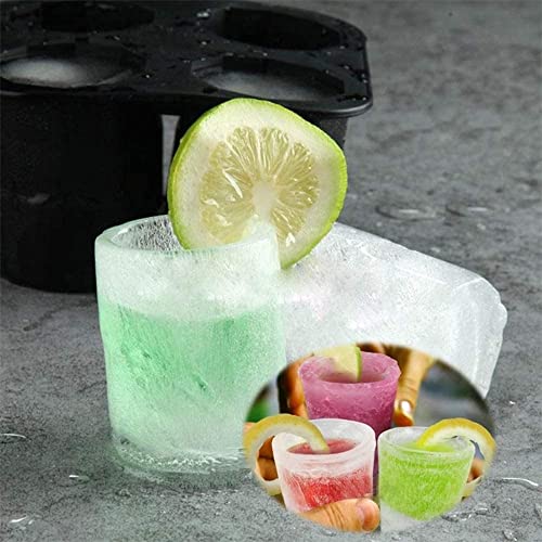 PRODUCTO 85 Moldes/bandejas de hielo de silicona para vaso de chupito para congelador con 4 cavidades, cubitos de hielo de vaso de whisky reutilizables, capacidad para 1oz cada uno, 1,3 pulgadas