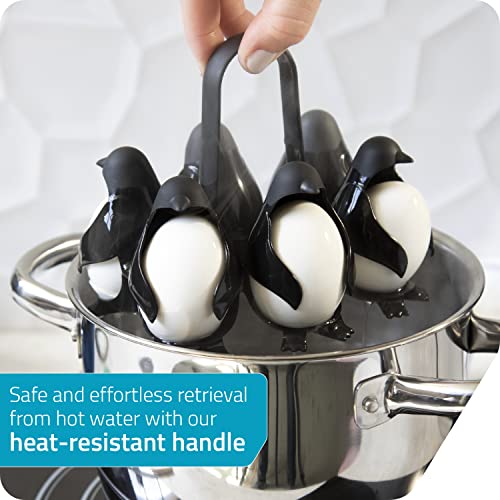 Peleg Design Egguins 3-in-1 Cook, Store and Serve Egg Holder, Penguin-Shaped Boiled Egg Cooker for Making Soft or Hard Boiled Eggs, Eggies, Holds 6 Eggs for Easy Cooking and Fridge Storage