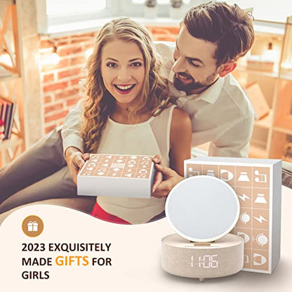 COLSUR Regalos de cumpleaños para mujeres, cargador de teléfono inalámbrico 6 en 1 con reloj despertador digital, luces de espejo con altavoz Bluetooth, luz nocturna, soporte para teléfono, regalos para adolescentes mamá