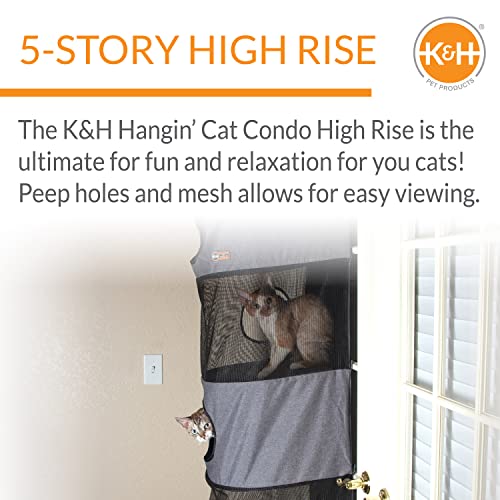 PRODUCTO 135 K&H Pet Products Hangin' Cat Condo Muebles para gatos montados en la puerta Árbol para gatos Gris elegante de 5 pisos de gran altura