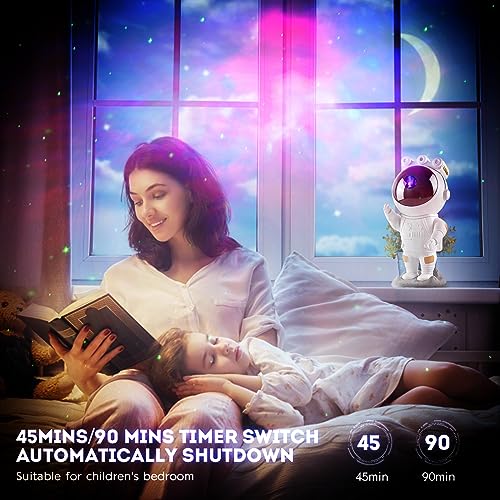 Astronaut Star Space Proyector Galaxy Night Light - Lámpara de proyección de techo de nebulosa estrellada con temporizador, control remoto y ajustable 360°, estética de decoración de dormitorio, regalos para niños y adultos