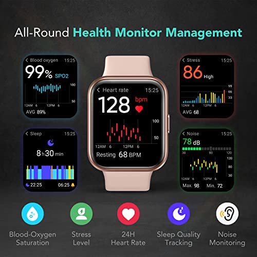 SKG Reloj inteligente para hombres y mujeres Android iPhone, con Alexa integrado y llamada Bluetooth (responder/hacer llamada) 1.69" Fitness Tracker con IP68 impermeable, más de 60 deportes, monitor de frecuencia cardíaca SpO2, V7 Pro