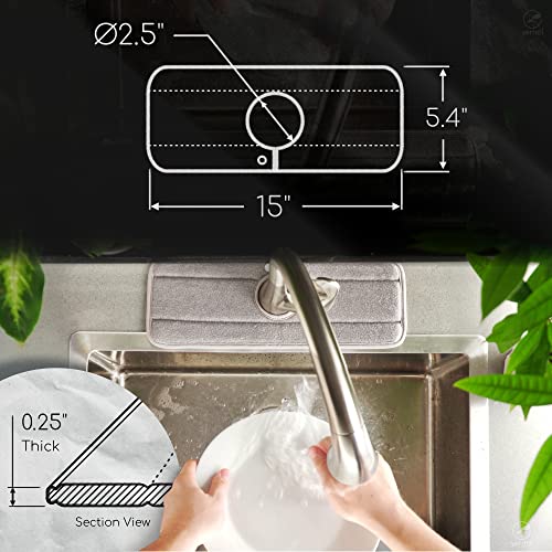 Ternal Tapete para fregadero para grifo de cocina, diseño original, tela de microfibra absorbente, protector contra salpicaduras y recogegotas lavable a máquina para alrededor del mango del grifo [gris, estándar, 1 paquete]