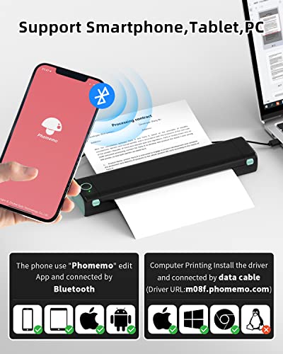 PRODUCTO 257 Phomemo Impresora portátil inalámbrica para viajes, [nueva] impresora móvil Bluetooth M08F-Letter compatible con carta estadounidense de 8,5" x 11", impresora térmica compacta sin tinta, compatible con teléfonos y portátiles Android e iOS