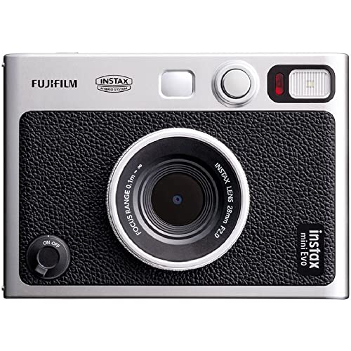 Cámara instantánea híbrida FUJIFILM INSTAX Mini EVO + paquete económico de película Fuji Instax (40 hojas) Paquete de accesorios de 32 GB 5 marcos de escritorio de plástico + 10 marcos de papel más 60 marcos adhesivos