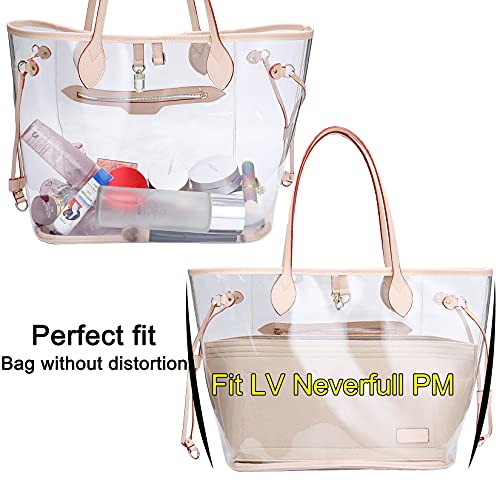 Doxo Organizador de bolso, bolsa de fieltro, ajuste L Speedy 30 Neverfull PM y base Shaper, juego de 2 piezas (combinación beige mediana)