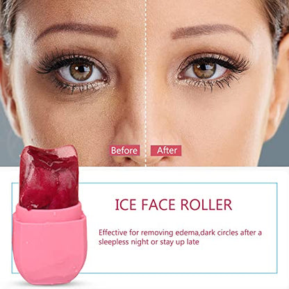 Ice Roller for Face and Eye ,Upgrated Diamond Ice Face Roller,Facial Beauty Ice Roller Skin Care Tools, Ice Facial Cube, Gua Sha Face Massage, Silicone Ice Mold for Face Beauty (Red)