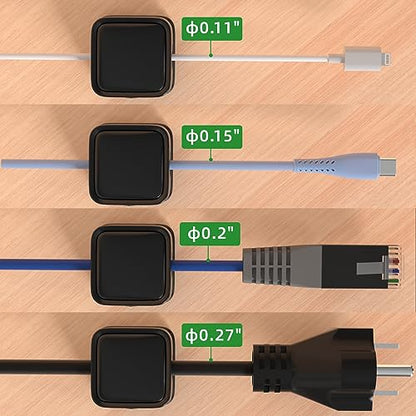 Paquete de 6 organizadores de cables magnéticos, gestión de cables adhesivos fácil y segura, gestión del organizador del soporte de cables, ocultar u organizar el cable del cargador USB del teléfono para el hogar, la oficina, el coche