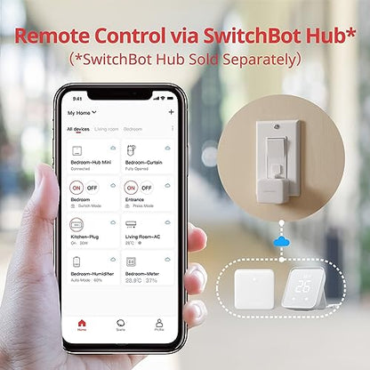 PRODUCTO 619 Pulsador de botón de interruptor inteligente  - Fingerbot Bluetooth para interruptor basculante/botón unidireccional, interruptor de luz automático, temporizador y control de aplicación, funciona con Alexa cuando se combina con SwitchBot Hub