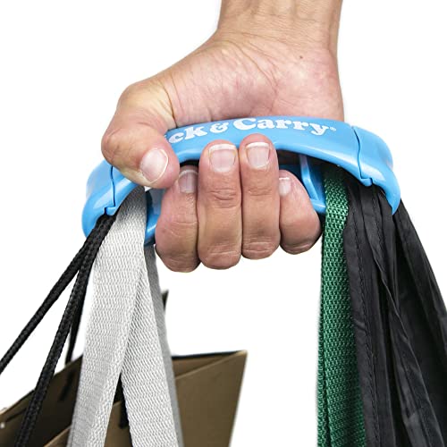 Portabolsas para compras Click & Carry, 1 paquete, fucsia, como se ve en Shark Tank, agarre acolchado suave, portabolsas para compras manos libres, soporte para bolsas de plástico, equipo deportivo para transportar, haga clic y transporte con facilidad