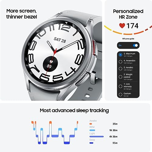 PROCUCTO 71 SAMSUNG Galaxy Watch 6 Classic 43 mm Reloj inteligente Bluetooth, bisel giratorio, rastreador de ejercicios, zonas de FC personalizadas, entrenamiento del sueño, monitor cardíaco, sensor BIA, información de salud, versión para EE. UU., negro