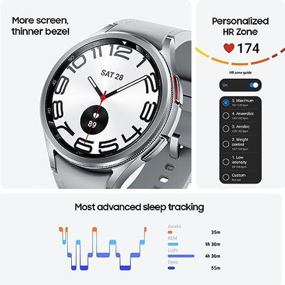 PROCUCTO 71 SAMSUNG Galaxy Watch 6 Classic 43 mm Reloj inteligente Bluetooth, bisel giratorio, rastreador de ejercicios, zonas de FC personalizadas, entrenamiento del sueño, monitor cardíaco, sensor BIA, información de salud, versión para EE. UU., negro