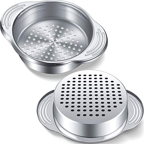 Colador de latas de atún Colador de latas de alimentos de acero inoxidable Tamiz Tapa de prensa de atún de metal Colador de conservas Escurridor de aceite Filtro de latas de atún para frijoles y verduras (2 piezas)