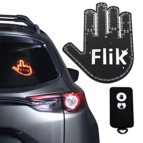 FLIK Luz original para el dedo medio – Dale el pájaro y la ola a los conductores – Los mejores accesorios para automóviles, accesorios para camiones, dispositivos para automóviles y señales de furia en la carreter– Divertido letrero para ventana trasera