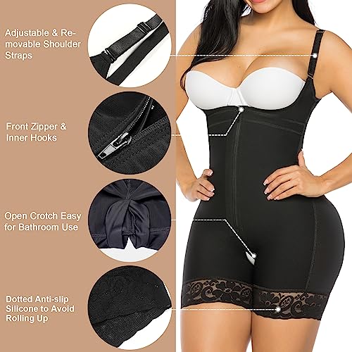 YIANNA Fajas Colombianas Fajas para Mujer Postparto Control De Barriga Body Shaper Butt Lifter Body,YA7212-Negro-L