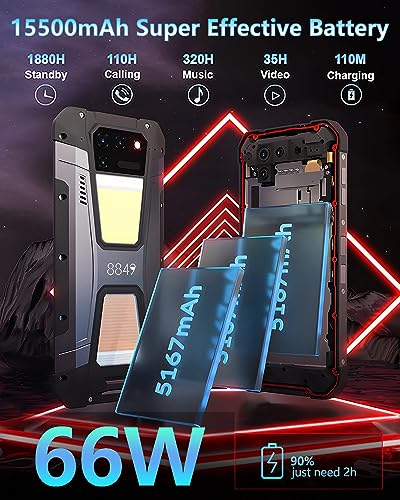 8849 Tank 2, teléfono inteligente resistente desbloqueado 4G con proyector láser, teléfono inteligente para exteriores resistente al agua IP68 con 22 GB 256 GB, cámara de 108 MP, Android 13, FHD de 6,79 pulgadas, batería de 15500 mAh, cargador rápido.