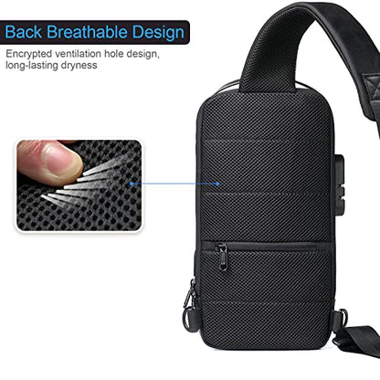 Konelia Mochila antirrobo para el pecho, impermeable, tipo bandolera, mochila informal de viaje con puerto de carga USB