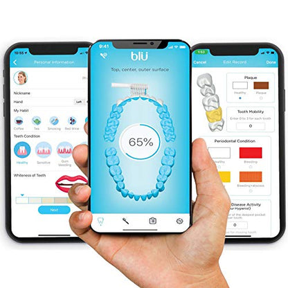 Blu Smart Cepillo de dientes eléctrico, Sonic Power cepillo de dientes con aplicación interactiva de seguimiento en vivo para adultos (negro)