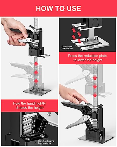 Brazo que ahorra mano de obra, paquete de 2 gatos para herramientas de elevación manual, soporte de carga de hasta 330 libras, elevación y altura ajustable de hasta 10 pulgadas, herramienta para levantar gatos para muebles