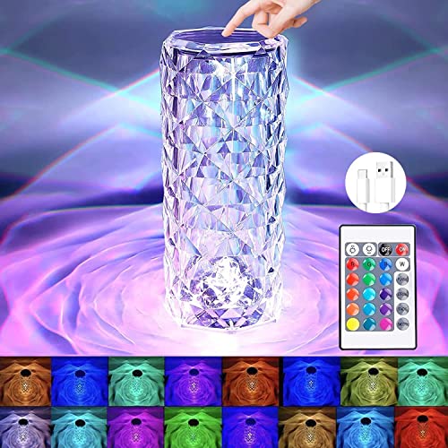 PRODUCTO 179 Lámpara de mesa Lámpara inteligente decorativa acrílica recargable RGB de cristal, lámpara cambiante RGB de 16 colores, carga USB, lámpara de cristal