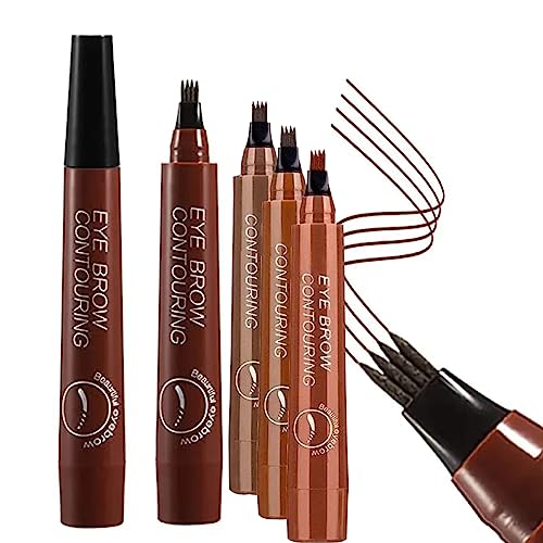 subaoqi 5 PCS Lápiz Microblading para Cejas Pincel para Lápiz de Cejas, Marrón Claro y Oscuro Gris Rojizo Negro Mágico Preciso Impermeable 4 Puntas Tattoo Studio Brow Pen