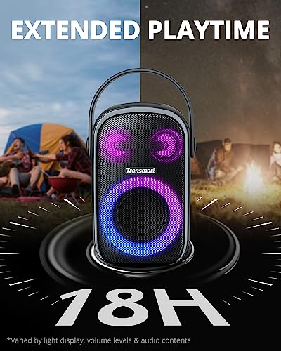 Altavoz Bluetooth portátil para fiestas Tronsmart Halo 100, subwoofer con calidad de sonido HIFI para animar tu fiesta. Emparejamiento estéreo inalámbrico mediante aplicación, tiempo de reproducción de 18 horas, resistencia al agua IPX6,