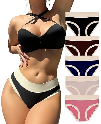 Knowyou Ropa interior de cintura alta para mujer, bragas transpirables lindas de corte alto para mujer, bragas cómodas de cobertura completa