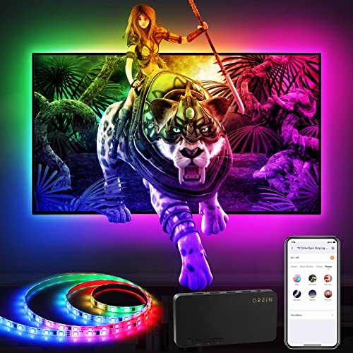 OREiN Retroiluminación LED para TV, Tira de Luces LED WiFi con Caja de sincronización HDMI 2.0, Luces LED para TV 4K de 30 a 65 Pulgadas, iluminación Ambiental con Control de Aplicaciones, Compatible con Alexa y Google Assistant