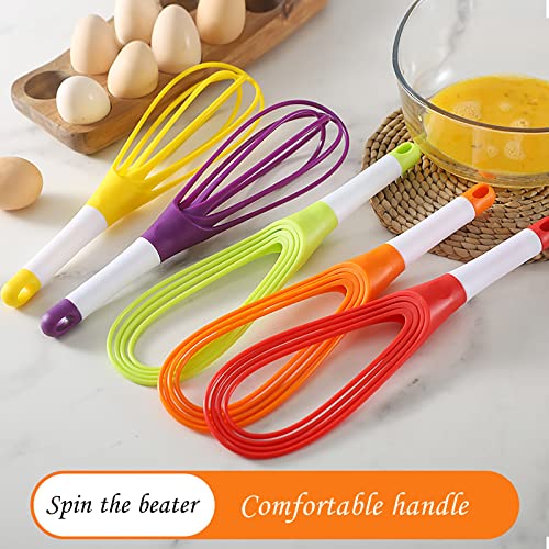 Antaijihua Batidor giratorio batidor batidor plegable manual, ideal para utensilios de cocina antiadherentes, mezcladores de leche y batidores, utensilios de cocina para hornear en casa (púrpura)