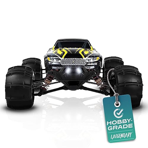 PRODUCTO 356 LAEGENDARY Coche de control remoto, Hobby Grade RC Car 1:16 escala motor sin escobillas con dos baterías, 4x4 todoterreno impermeable RC camión, coches RC rápidos para adultos, coches RC, camión de control remoto