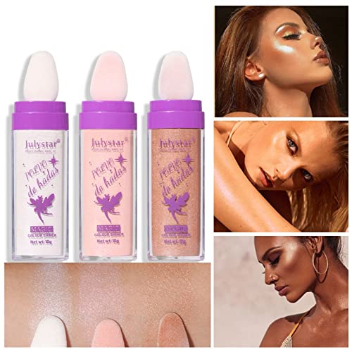 3 PCS Polvo De Hadas, Fairy Highlight Patting Powder Highlighter Body Ilumina el colorete en polvo facial tridimensional natural (3 colores)