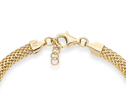 PRODUCTO 595-3 Miabella Pulsera de cadena italiana de eslabones de malla de 5 mm con oro de 18 quilates sobre plata de ley para mujer, 925 hecha en Italia (longitud 6,5 pulgadas (extra pequeña))