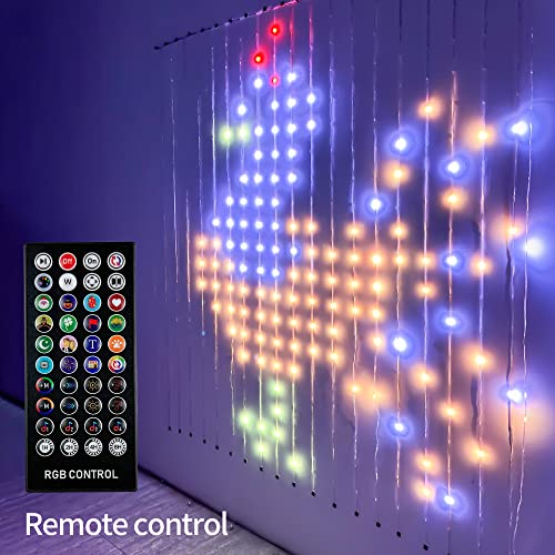 Avatar Controls Luces de cortina con patrones de Halloween, cortina programable y sincronizada con música, luces de Halloween, 400 LED de 6.2 pies RGB luces de Navidad aplicación control remoto para decoración de patio de fondo de dormitorio