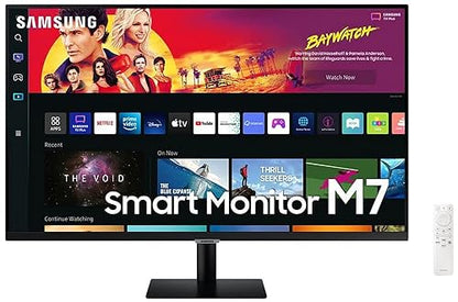 SAMSUNG 32" M70B Series 4K UHD USB-C Smart Monitor y Streaming TV, 4ms, 60Hz, HDR10, pantalla inalámbrica, juegos e IoT Hubs, Alexa integrado, 2022, LS32BM702UNXGO, negro