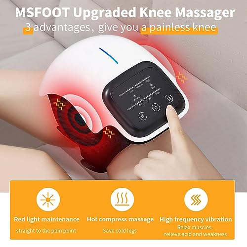 PRODUCTO 330 Masajeador de rodilla para dolor de rodilla con calor infrarrojo y vibración, inalámbrico, portátil, recargable, pantalla LED transparente visible, fácil de usar, masajeador electrónico de rodilla, correa ergonómica ajustable de 19 pulgadas