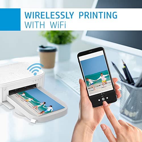 HP Sprocket Studio Plus WiFi Printer – Wirelessly Prints 4x6” Photos from Your iOS & Android Device, White