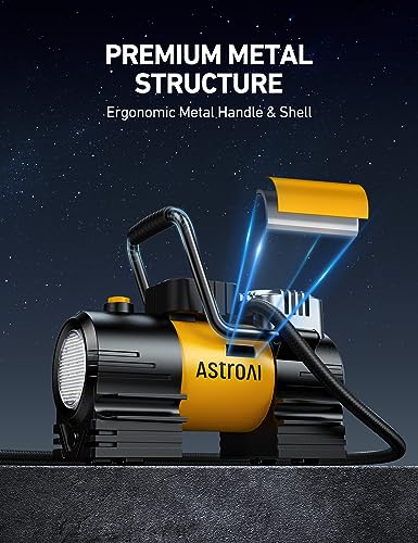 PROCUCTO 65 AstroAI Inflador de neumáticos Compresor de aire portátil (hasta 150 PSI) Bomba de neumáticos para coche Bomba de aire digital de 12 V CC con 12 LED Luz superbrillante para bicicletas, motocicletas, accesorios para automóviles