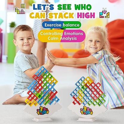 WOWNOVA 48PCS Tetra Tower, divertido juego de mesa de bloques de construcción apilables para niños, adultos, amigos, equipo, aula, dormitorio, noche de juegos familiares y fiestas