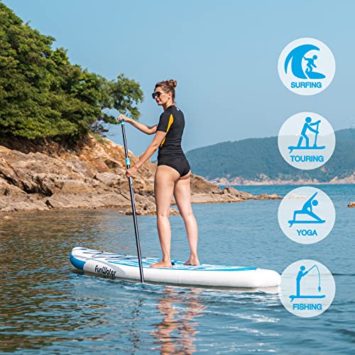 FunWater SUP inflable ultraligero de 10'6×33"×6" (17.6lbs) para todos los niveles de habilidad, todo incluido con tabla de remo, paletas flotantes Adj, bomba, mochila de viaje ISUP, correa, bolsa impermeable