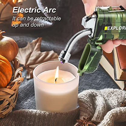 PRODUCTO 463  Encendedor eléctrico - Encendedor de arco recargable USB con llama de plasma a prueba de viento, encendedor de parrilla de cuello flexible, encendedor de velas impermeable para aromaterapia, camping, barbacoa - Equipo  de supervivencia