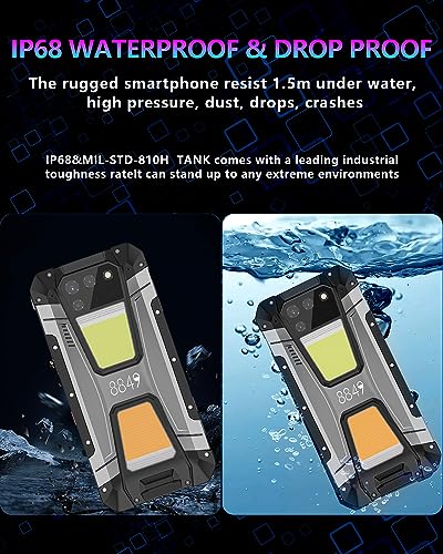 8849 Tank 2, teléfono inteligente resistente desbloqueado 4G con proyector láser, teléfono inteligente para exteriores resistente al agua IP68 con 22 GB 256 GB, cámara de 108 MP, Android 13, FHD de 6,79 pulgadas, batería de 15500 mAh, cargador rápido.