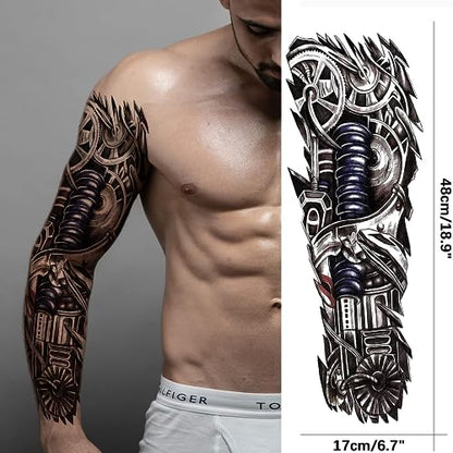 Betytattoo tatuaje temporal, tatuajes temporales para hombres - Tatuajes Temporales Impermeables de Brazo Completo pegatinas 4 Hojas y Medio Brazo Hombro Tatuaje Falso 10 Hojas - Tatuajes Temporales Adulto BETY5