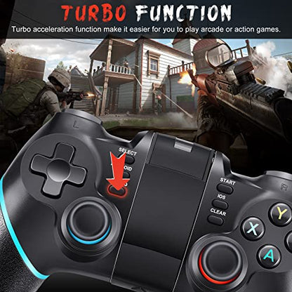 Controlador de juego móvil Vbepos, Gamepad inalámbrico actualizado 2,4G y Bluetooth para iPhone/Android/PC Windows/PS4/PS3/Smart TV