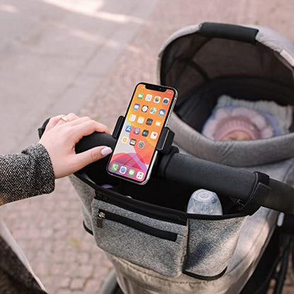 liuliuby Accesorio para soporte de teléfono para cochecito - Accesorios universales para cochecito para padres, bebés y niños pequeños - Abrazadera para teléfono con agarre de brazo de silicona antideslizante para barra del vientre, barras de mano, marcos